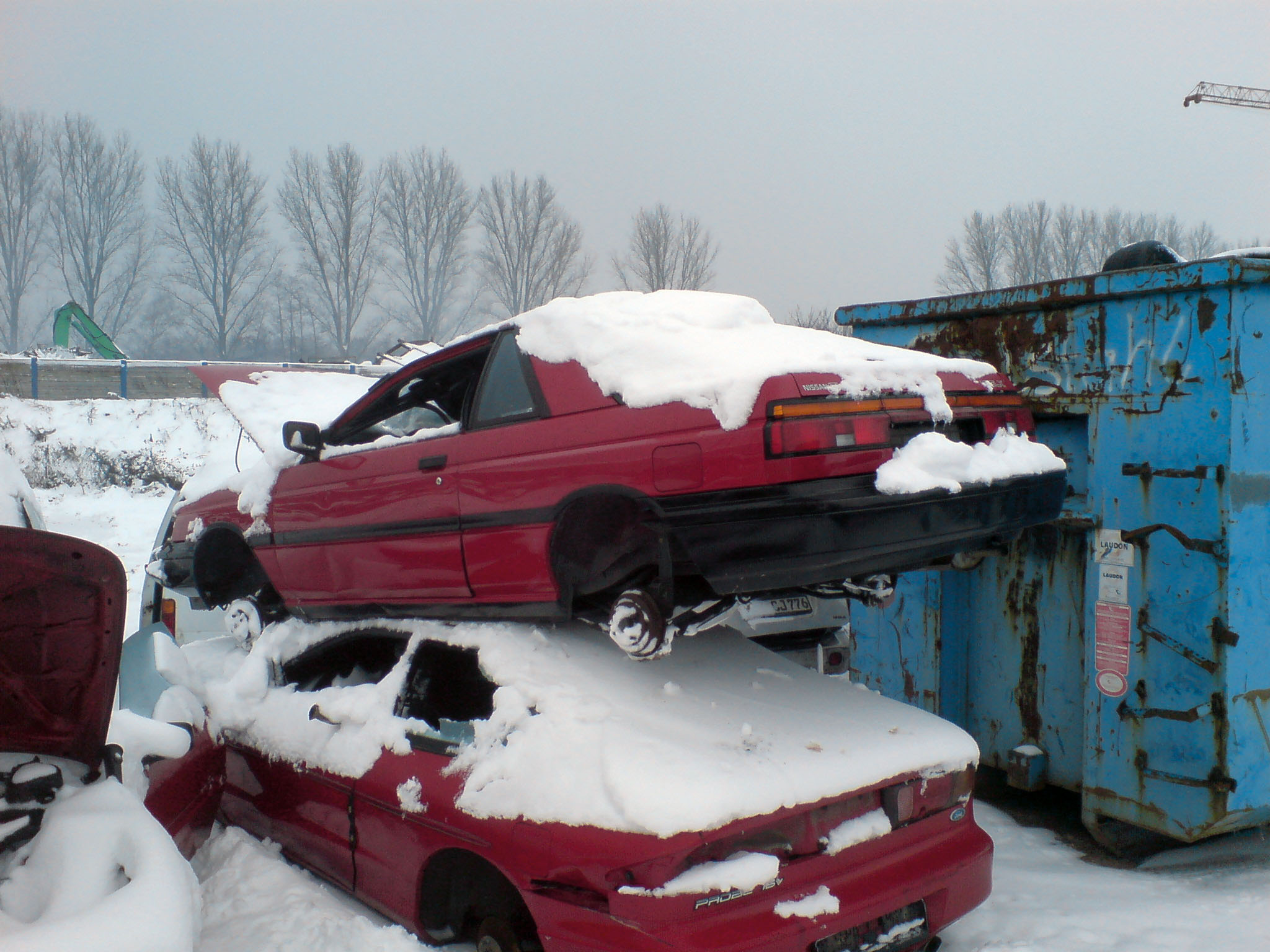 A Snowy 1987 Nissan Sunny Coupe